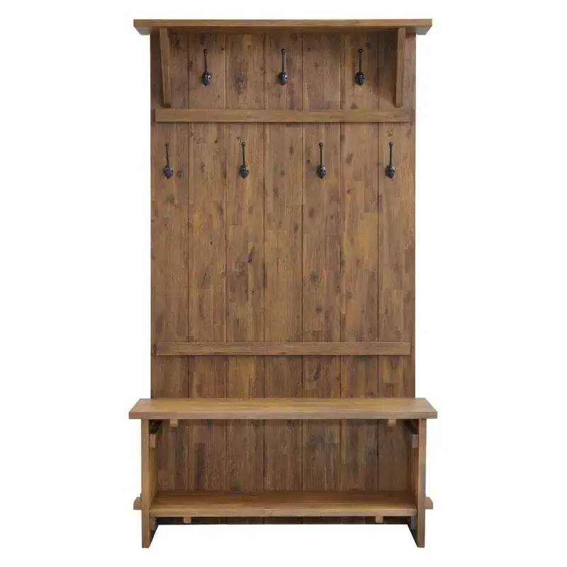 40'' Wide Acacia Solid Wood Hall Tree with Bench and Shoe Storage