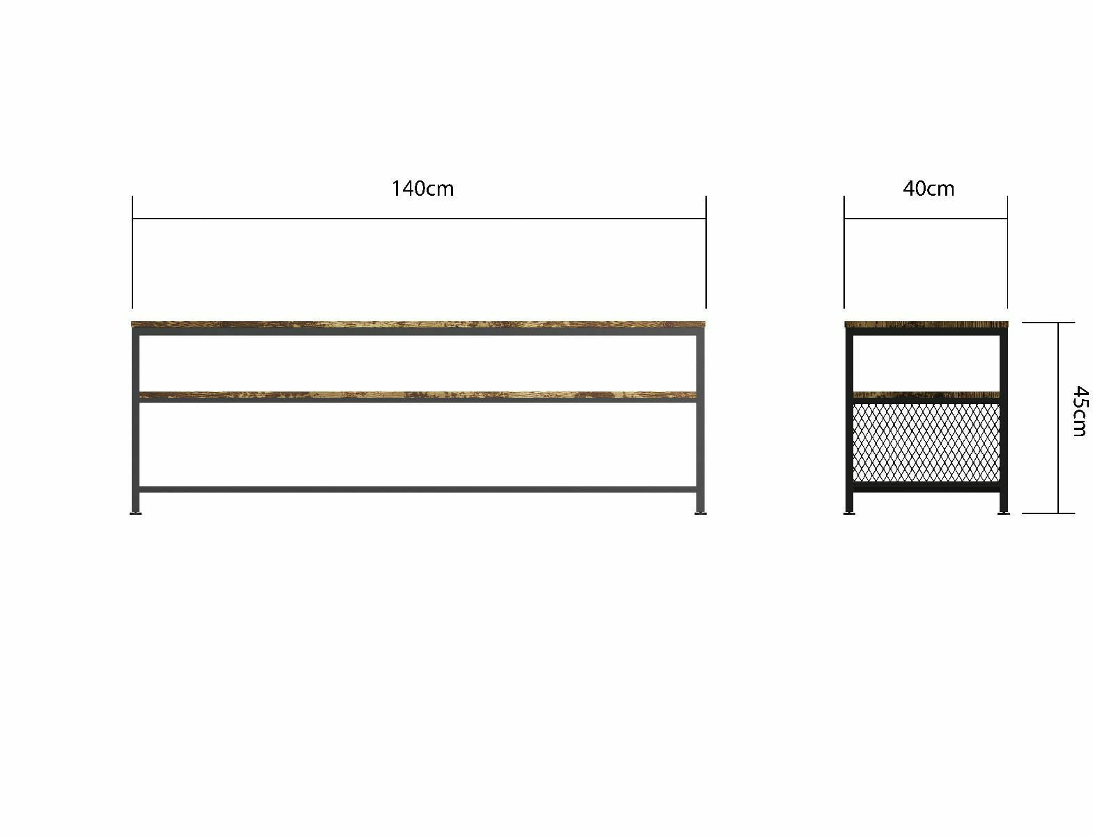 TV Media Unit Cabinet Stand 2 Shelves Low  Console