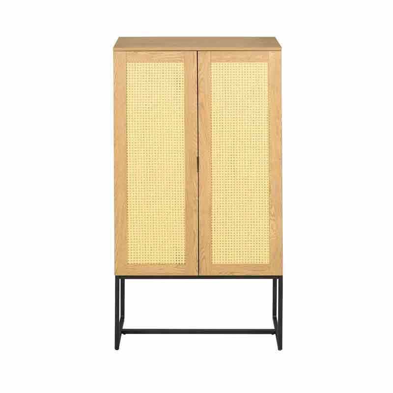 Chinese Modern Wood Multifunctional 2 Door Rattan Nice Style Storage Bedroom Closet Wardrobe