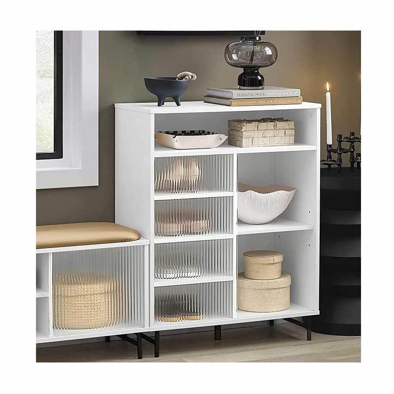 Wooden Organizer Sliding Glass Door Living Room Bedroom Furniture  Storage Modern Shoe Cabinet For Entryway