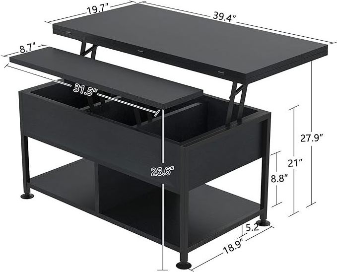 Lift Top Coffee Table,4 in 1 Multi-Function Coffee Table with Hidden Compartment,Modern Lift Tabletop Dining Table