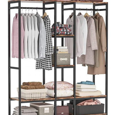 Double Rod Free Standing Closet Organizer,Heavy Duty Closet Storage with Shelves, Extra Large Wardrobe Garment Rack