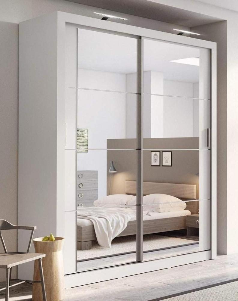 Modern Bedroom Mirror Sliding Door Wardrobe in White