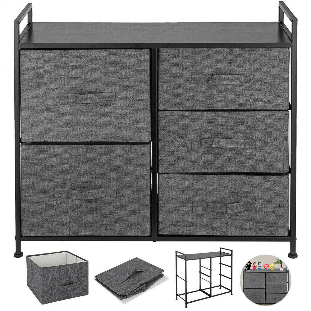 Chest of Drawers 5-Drawer Dresser 3-tier Storage Organizer Unit Bedroom