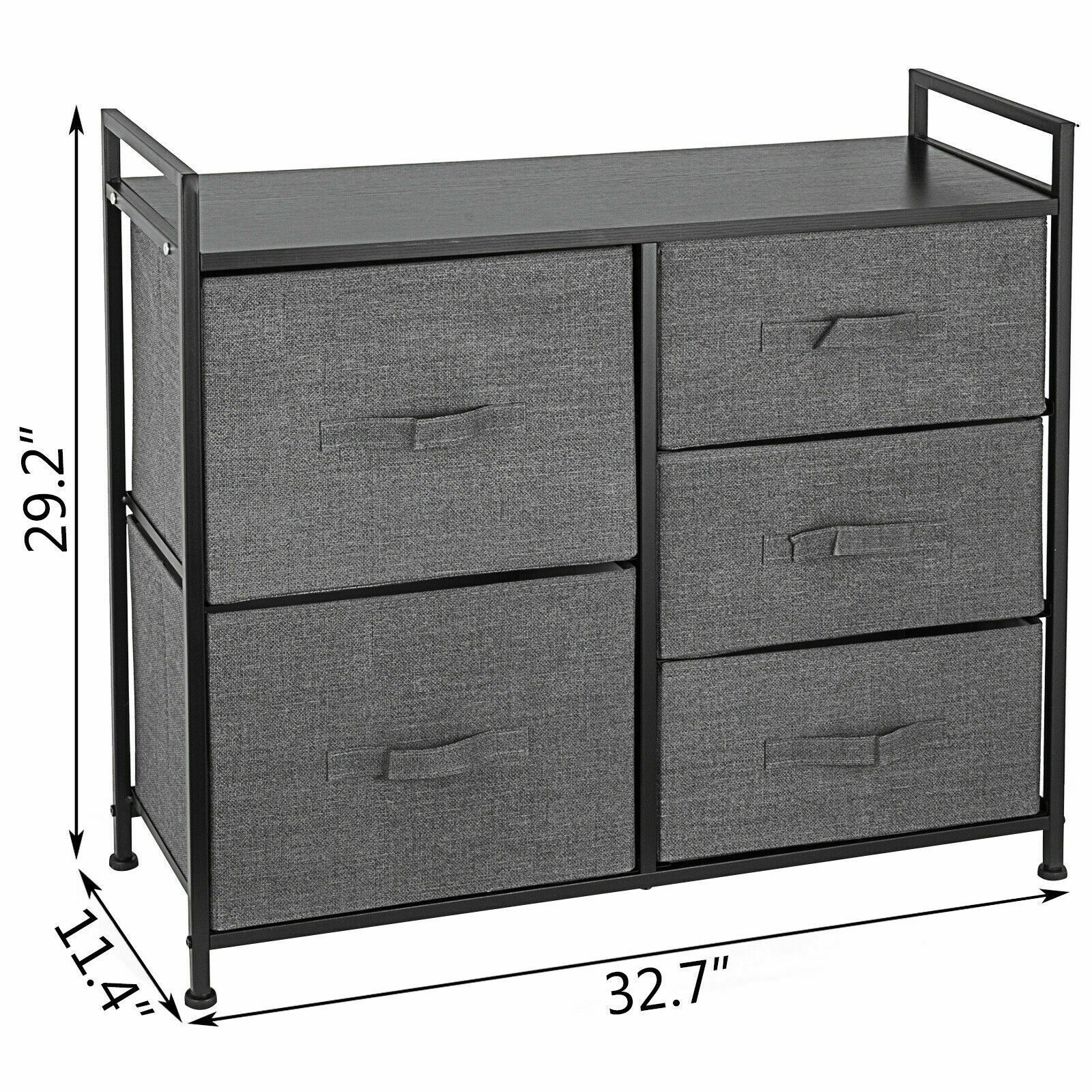 Chest of Drawers 5-Drawer Dresser 3-tier Storage Organizer Unit Bedroom