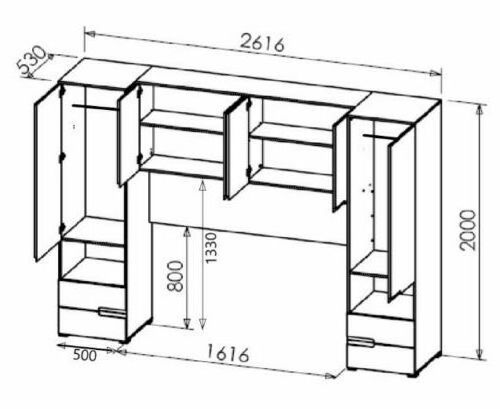 Pride Grey High Gloss Over head Bridge fitment Bed Storage Unit Combination Wall Unit Wardrobe