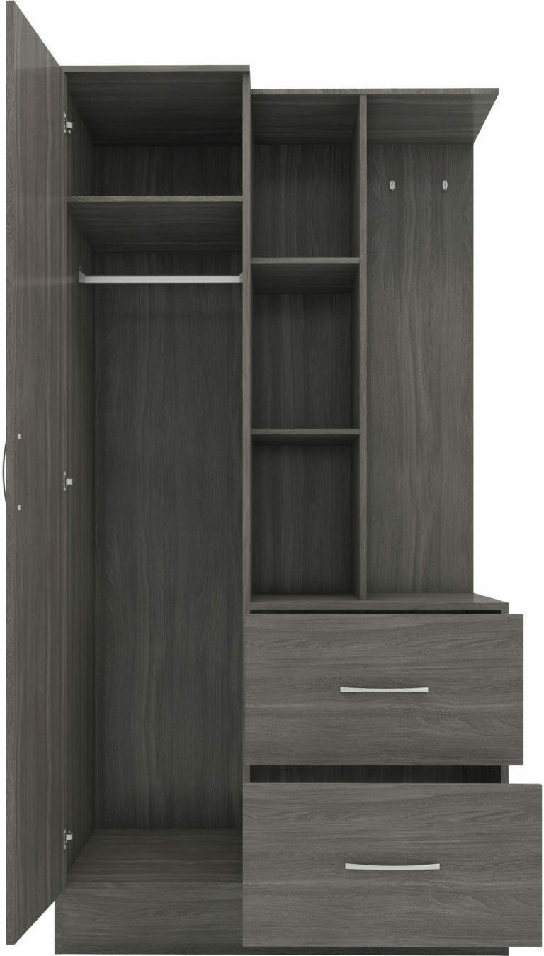 2022 new design single mirrored front door  open shelving on the right and drawers below Open Shelf Wardrobe