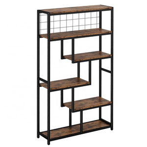 2023 Best-Selling Bookcases With 6-Shelf and Sturdy Metal Frame Industrial Open Display Shelves Geometric Bookcase