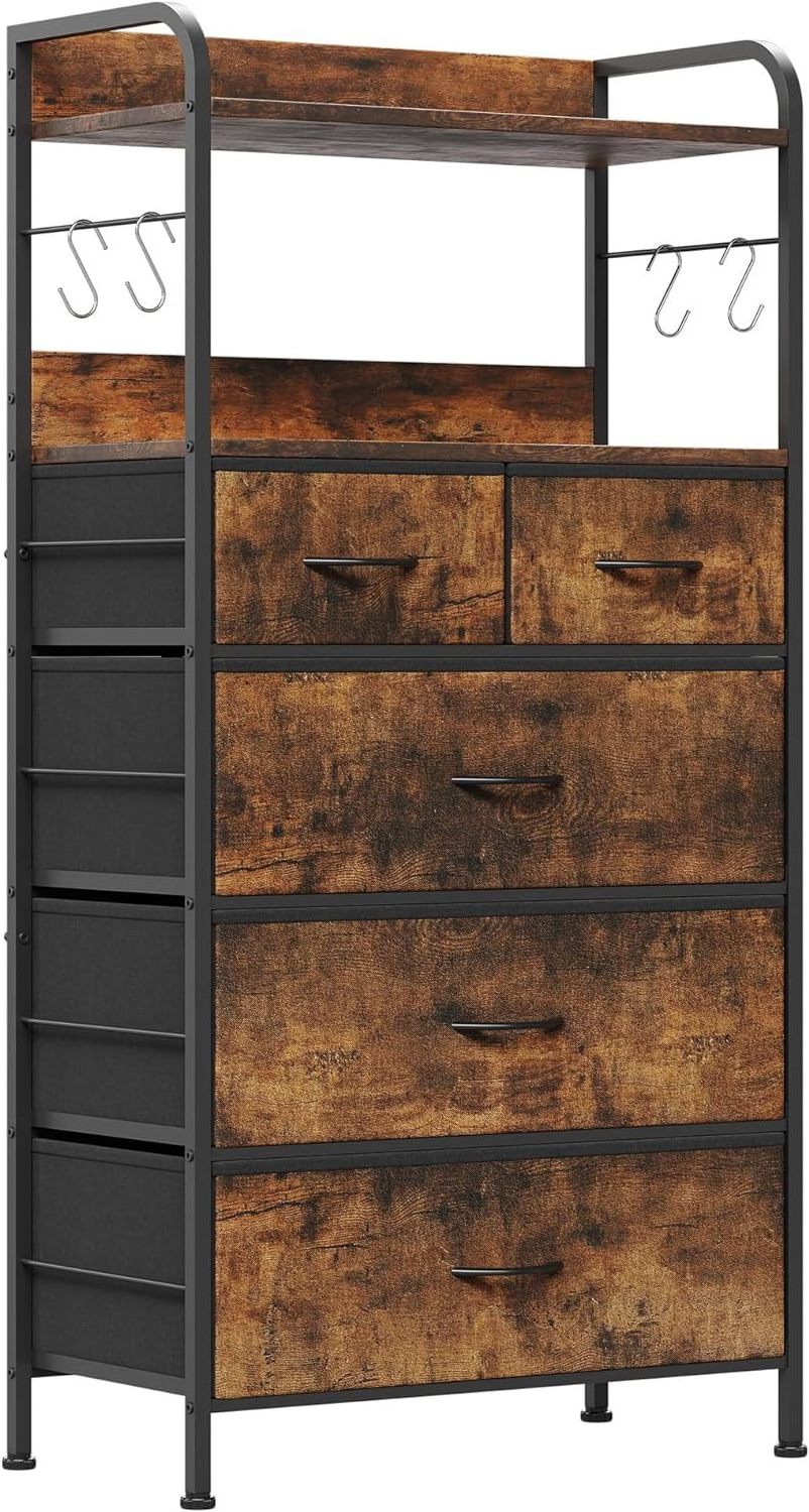 Dresser for Bedroom with 5 Drawers, Dressers & Chests of Drawers for Hallway, Entryway, Storage Organizer Unit with Fabric