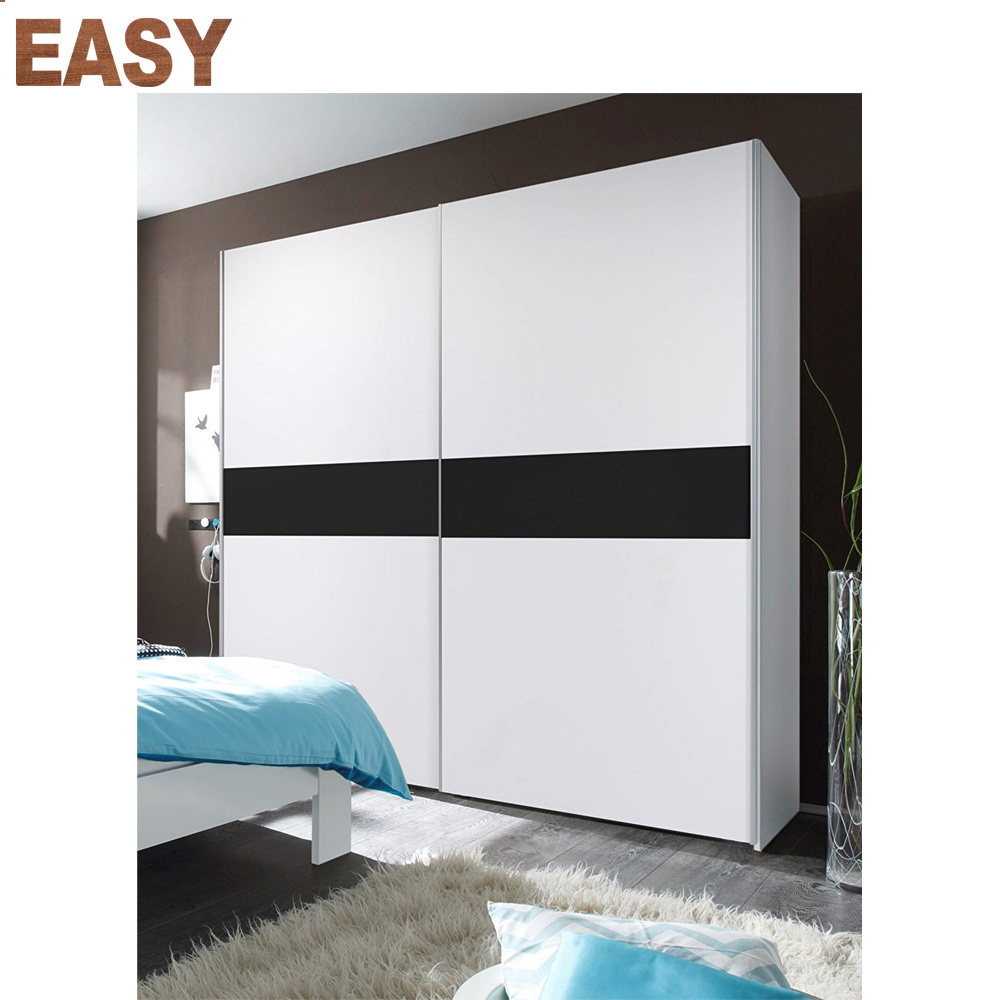 Bedroom wardrobe sliding door design closet 170 x 195 x 63 cm white black