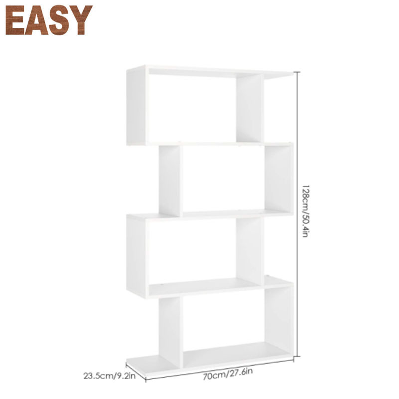 White Bookcase Bookshelf 4 Tier Shelving Unit Display Shelf Free Standing Shelves for Living Room