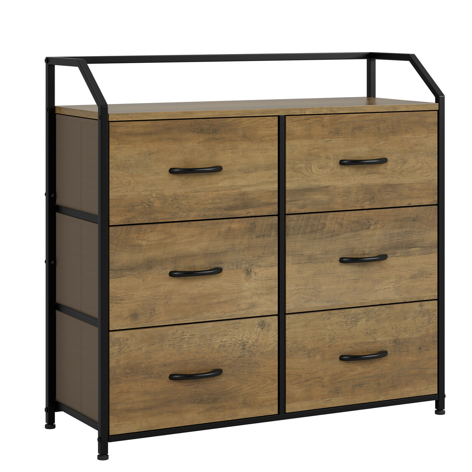 Chest of Drawers, Fabric Storage Drawers Dresser with Wood Top Bedroom Brown