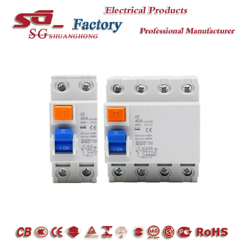 16-63amp 230/415V 6KA rcb ID Residual Current Circuit Breaker rcb accessories