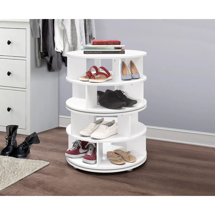 Modern  Rotating Display Shoe Storage Rack Space-saving Wooden Shoe Storage Shelf for modern home furniture