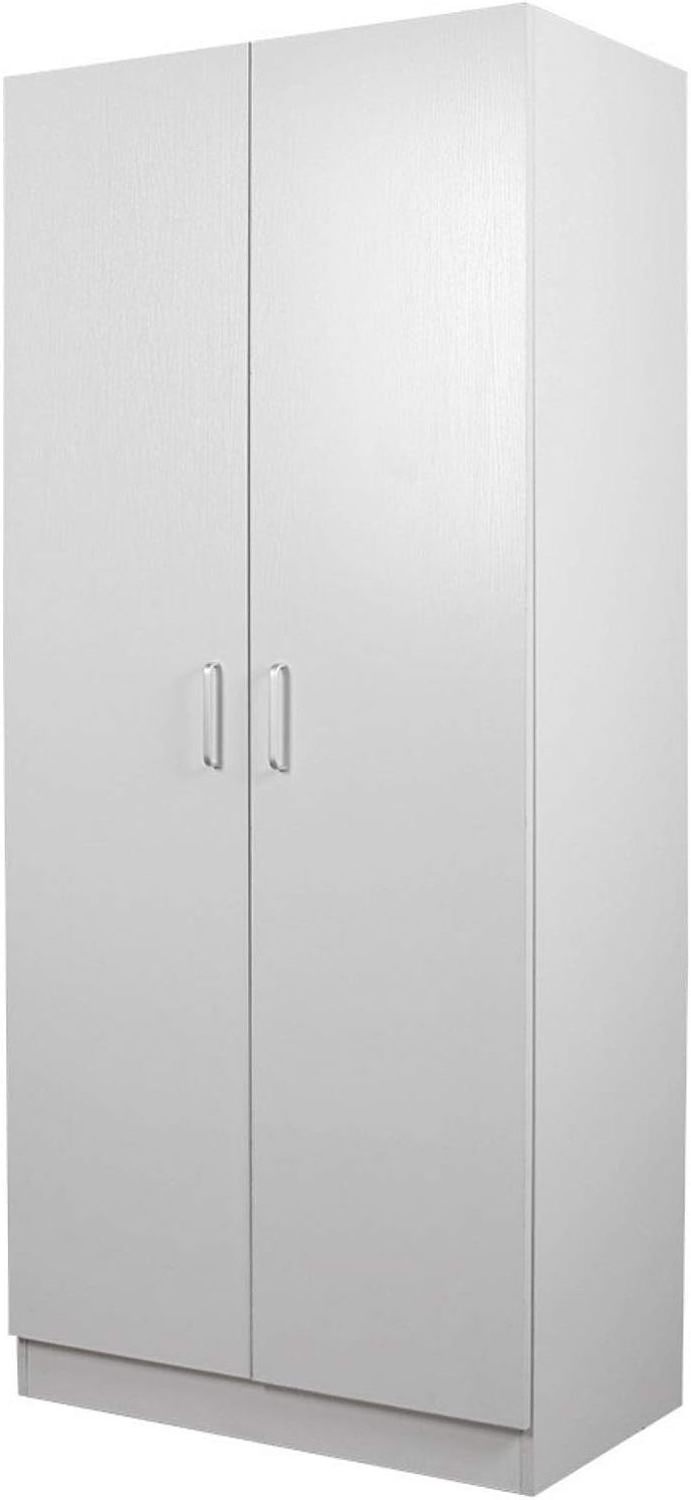 Wardrobe 2-Door Closet with 4 Adjustable Shelves - Melamine Laminate Board