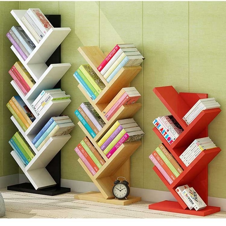 Factory price wooden tree bookshelf 5-Shelf floor standing bookcase for living room bedroom