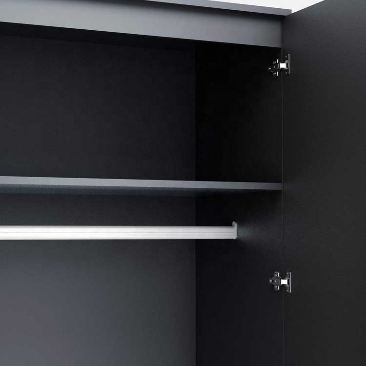 melamine wood black high gloss laminate bedroom wardrobe cupboard