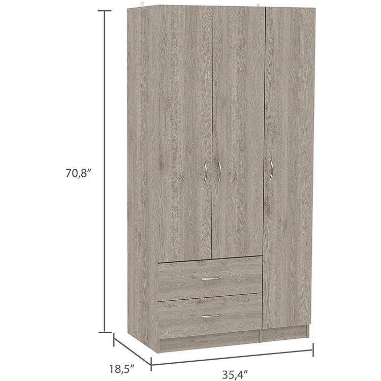 Home Bedroom Furniture Classy Shelf Covered Drawer Wardrobe Hanging Clothes Closet Cabinet