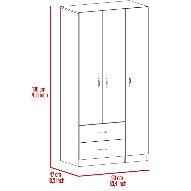 Home Bedroom Furniture Classy Shelf Covered Drawer Wardrobe Hanging Clothes Closet Cabinet