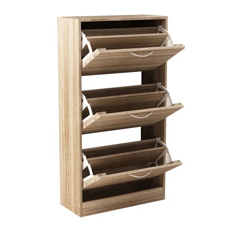 2023 minimalism 18 pair breathable 3 tier boutique light shoe rack wood storage organizer holder for closet