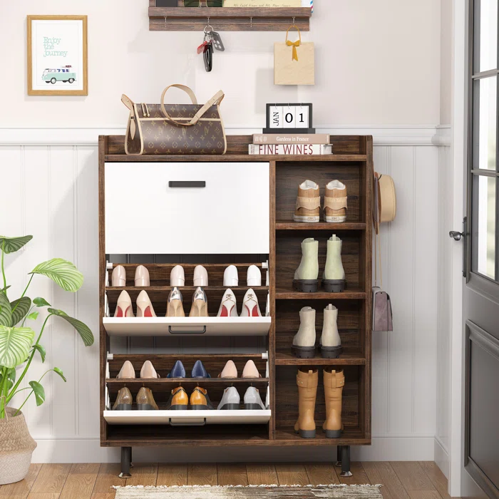 Modern Fashion Wooden Shoe Cabinet with metal legs Luxury  Storage Shoe cabinet for 22 Pair Shoe Cabinet