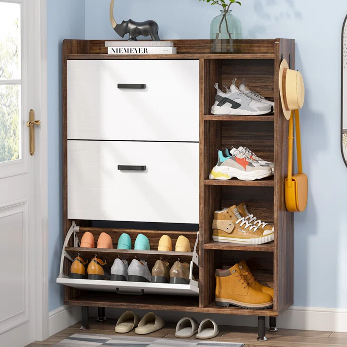 Modern Fashion Wooden Shoe Cabinet with metal legs Luxury  Storage Shoe cabinet for 22 Pair Shoe Cabinet