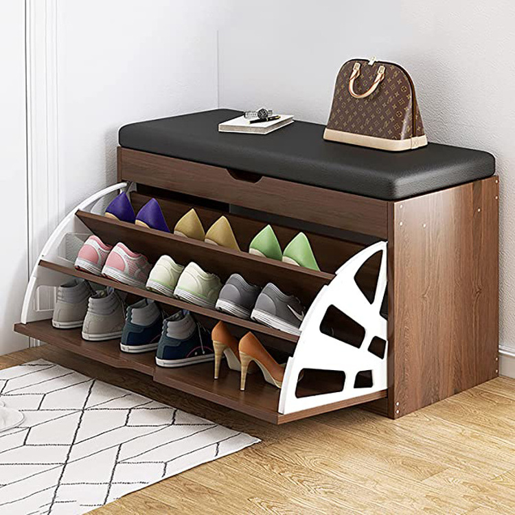 OEM luxury bracket shoe rack bench with stool and cabinet storage organizer modern