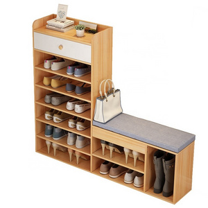 Living room luxury shoes display rack bench stand shelf wooden big organizer storage