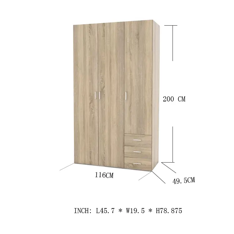 3 Door 3 Drawer Box Factory Wholesale Price Customized Wooden Modern Closet