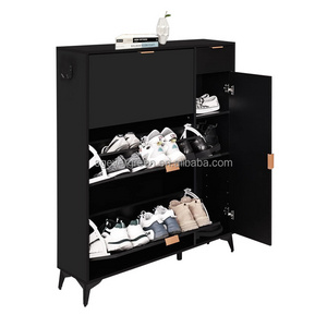 High quality 22 Pair Black Modern Free shoe rack storage cabinet wooden modern