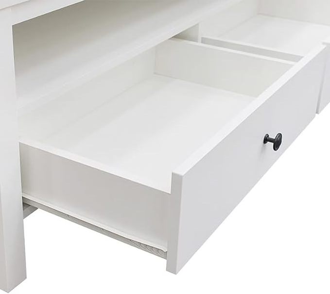 Floriana White 121cm Coffee Table with Open Shelf and 2 Drawers Storage