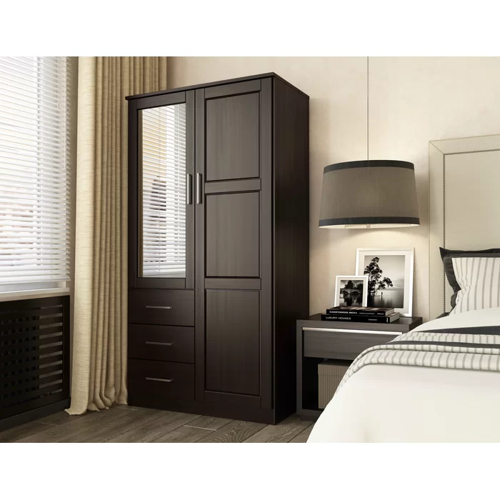 modern popular luxury bedroom wardrobe wood storage wardrobe big armoire with mirror for bedroom armoire furniture