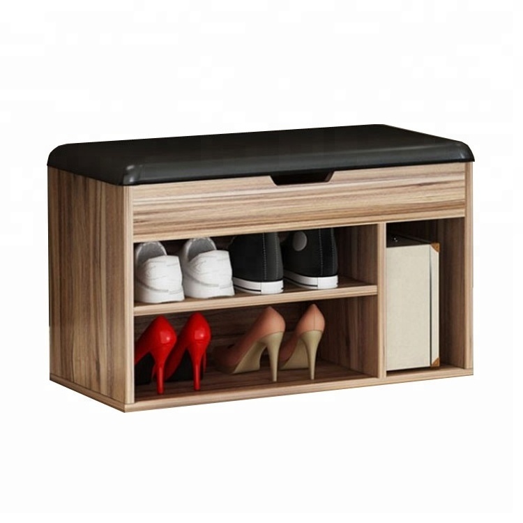 2023 hot saling modern Living Room Furniture  wooden shoe cabinet bench With Cushion