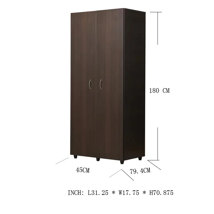 Bedroom Furniture Wooden Customized Storage Two Door Closet Wardrobe With Lock