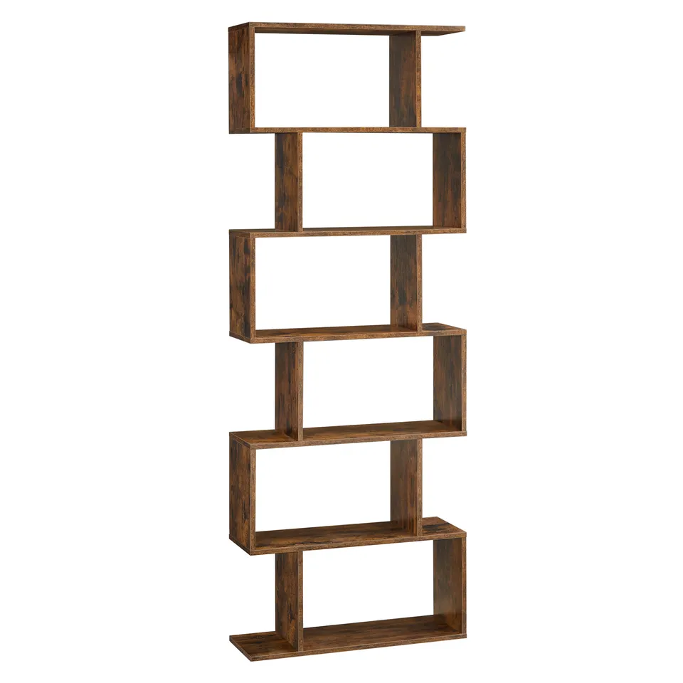 6-Tier Freestanding Modern Wood Display Shelving 6 Cube Home Living Room Furniture Open Bookcase