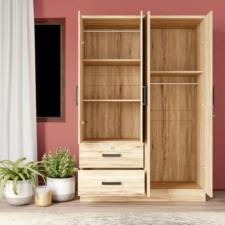 Simple customized manufactureed wood armoire portable wardrobes cabinet bedroom closet