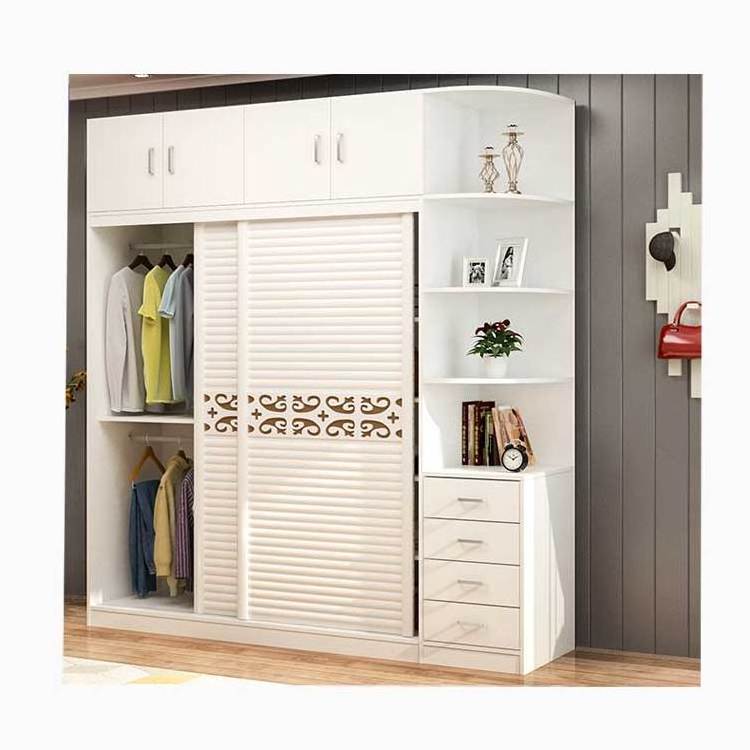 Evergreen high quality elegant wood wardrobe organizers sliding doors storage cabinets for bedroom