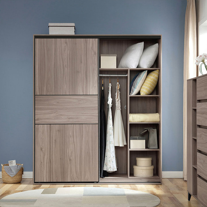 Luxury modern wooden Clothes Cabinet Furniture Style Sliding Door Multifunction Armoire storage wardrobe Bedroom