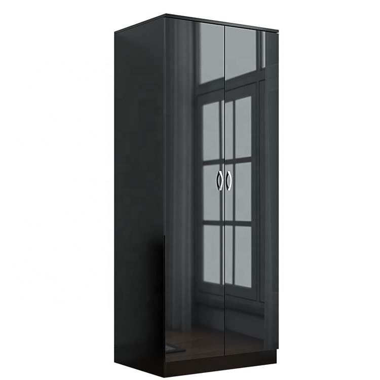 melamine wood black high gloss laminate bedroom wardrobe cupboard