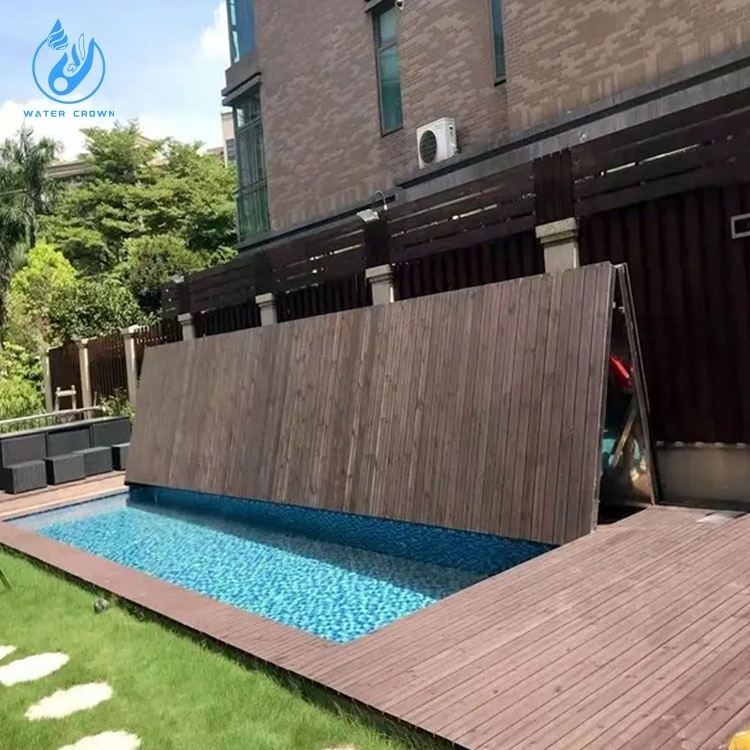 High grade folding floor auto pool cover/pool deck/pool enclosure factory custoimized for outdoor swimming pool