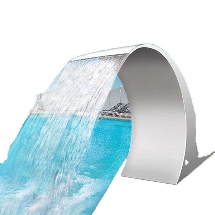 Factory High Quality Fashionable Stainless Steel Water Curtain Swim Spa Pool Cascade Spillway Swimming Pool Waterfall