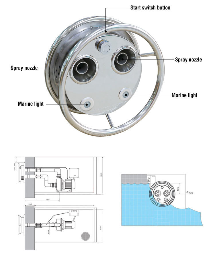 Stainless Steel Outdoor Jet Swim Counter Current Jet Swim Training Device Swimming Pools Accessories