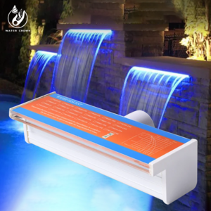 Outdoor Wall Hanging Fountain Spillway Led Lighting Artificial Swimming Pool Waterfall Descent Cascade