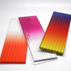 4-10mm Tempered Dichroic Moru Fluted Glass Door Colorful Ripple Pattern Glass Gradient Rainbow Glass Partition