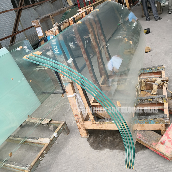 17.52mm curved laminated glass 8 1.52 8 ESG clear low iron PVB SGP film bend tempered interlayer glass price per square meter