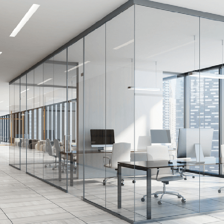 Custom Interior Private Space Office Partition 10mm 12mm Clear Single Fully Tempered Transparent Glass for Partition Wall