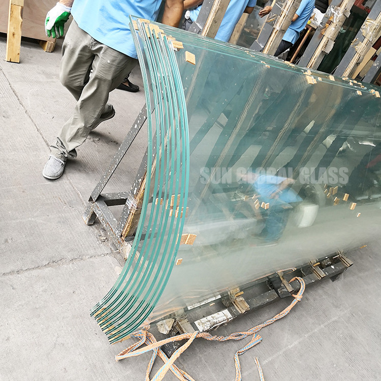 curved tempered glass architecture customized size safety 5mm 6mm 8mm 10mm bent bend toughened glass panels manufacturers price