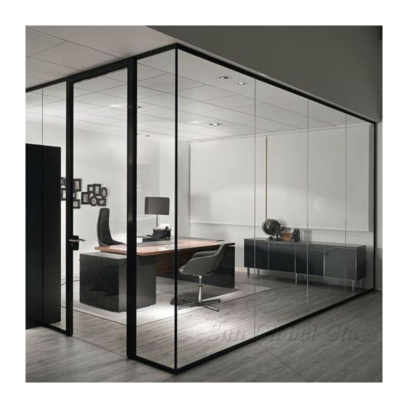 Ultra Clear Tempered Laminated Glass Wall Frosted Toughened Double Interlayers Soundproof Office Partition Glass