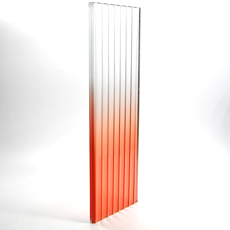 4-10mm Tempered Dichroic Moru Fluted Glass Door Colorful Ripple Pattern Glass Gradient Rainbow Glass Partition