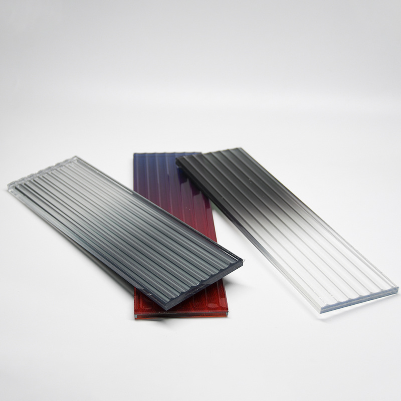 4-10mm Tempered Dichroic Moru Fluted Glass Door Colorful Ripple Pattern Glass Gradient Rainbow Glass Partition